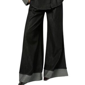 WEWOREWHAT NEW High Waisted Pleated Super Wide Leg Pant